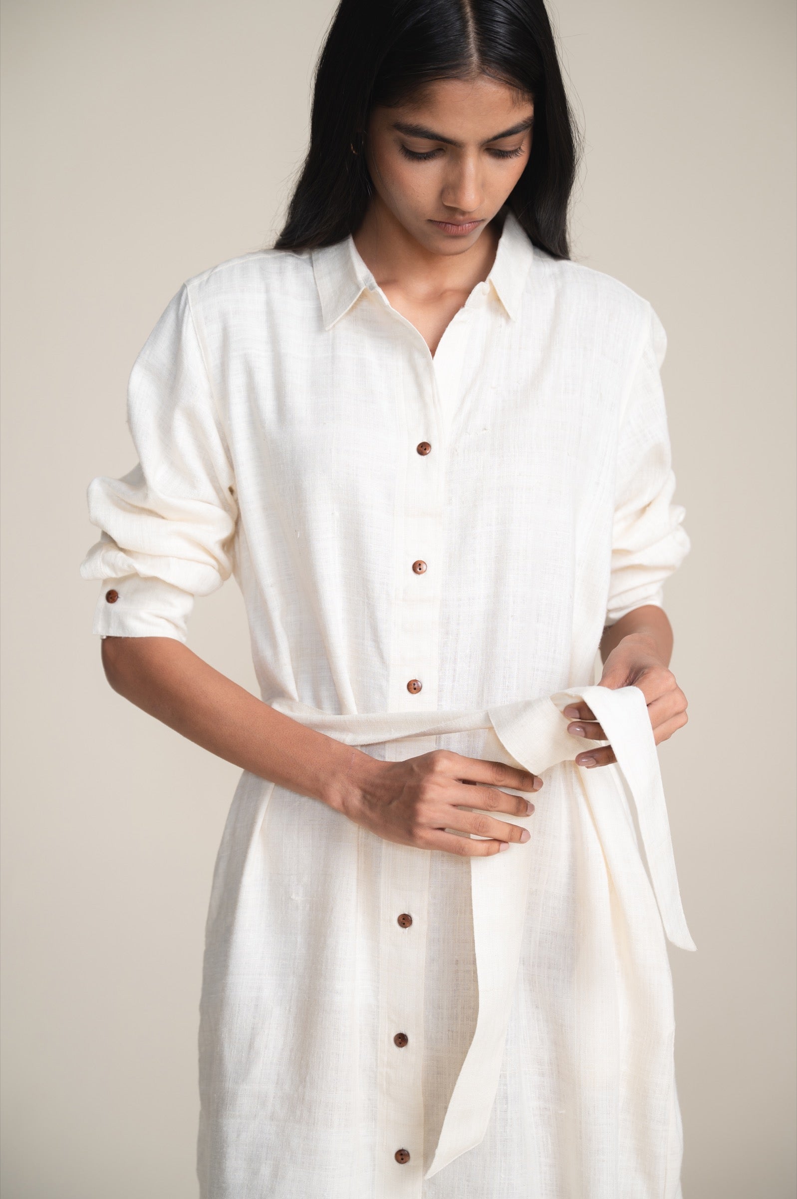 The Charkha Shirt Dress | Ivory