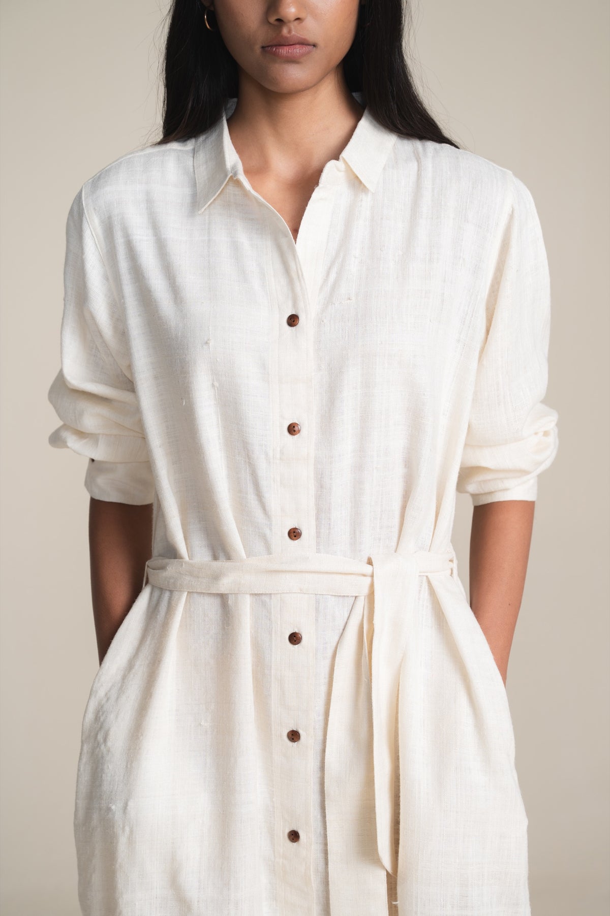 The Charkha Shirt Dress | Ivory